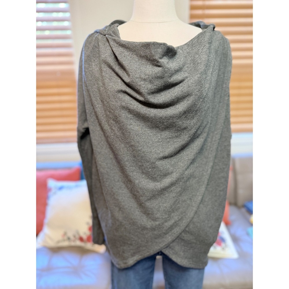 Athleta Pranayama Wrap Cardigan Dark Gray Hooded Fleece XS